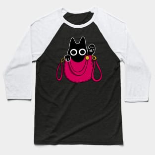 Black Cat in Purse Baseball T-Shirt